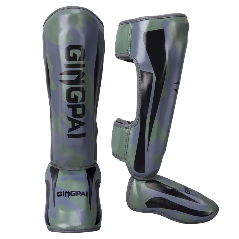 Professional Kickboxing and Muay Thai Shin Guards with Ankle Protection for Martial Arts Training