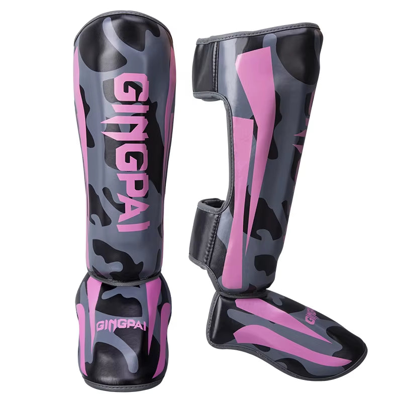Professional Kickboxing and Muay Thai Shin Guards with Ankle Protection for Martial Arts Training