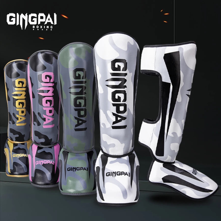 Professional Kickboxing and Muay Thai Shin Guards with Ankle Protection for Martial Arts Training