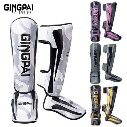 Professional Kickboxing and Muay Thai Shin Guards with Ankle Protection for Martial Arts Training