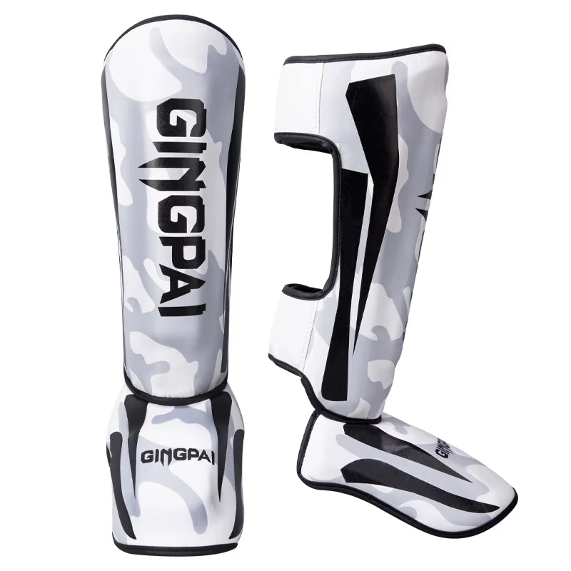 Professional Kickboxing and Muay Thai Shin Guards with Ankle Protection for Martial Arts Training