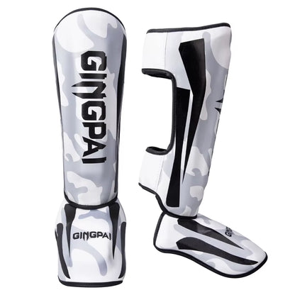 Professional Kickboxing and Muay Thai Shin Guards with Ankle Protection for Martial Arts Training