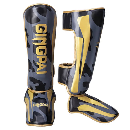 Professional Kickboxing and Muay Thai Shin Guards with Ankle Protection for Martial Arts Training